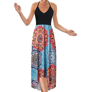 V-neck  Sleeveless Long Dress